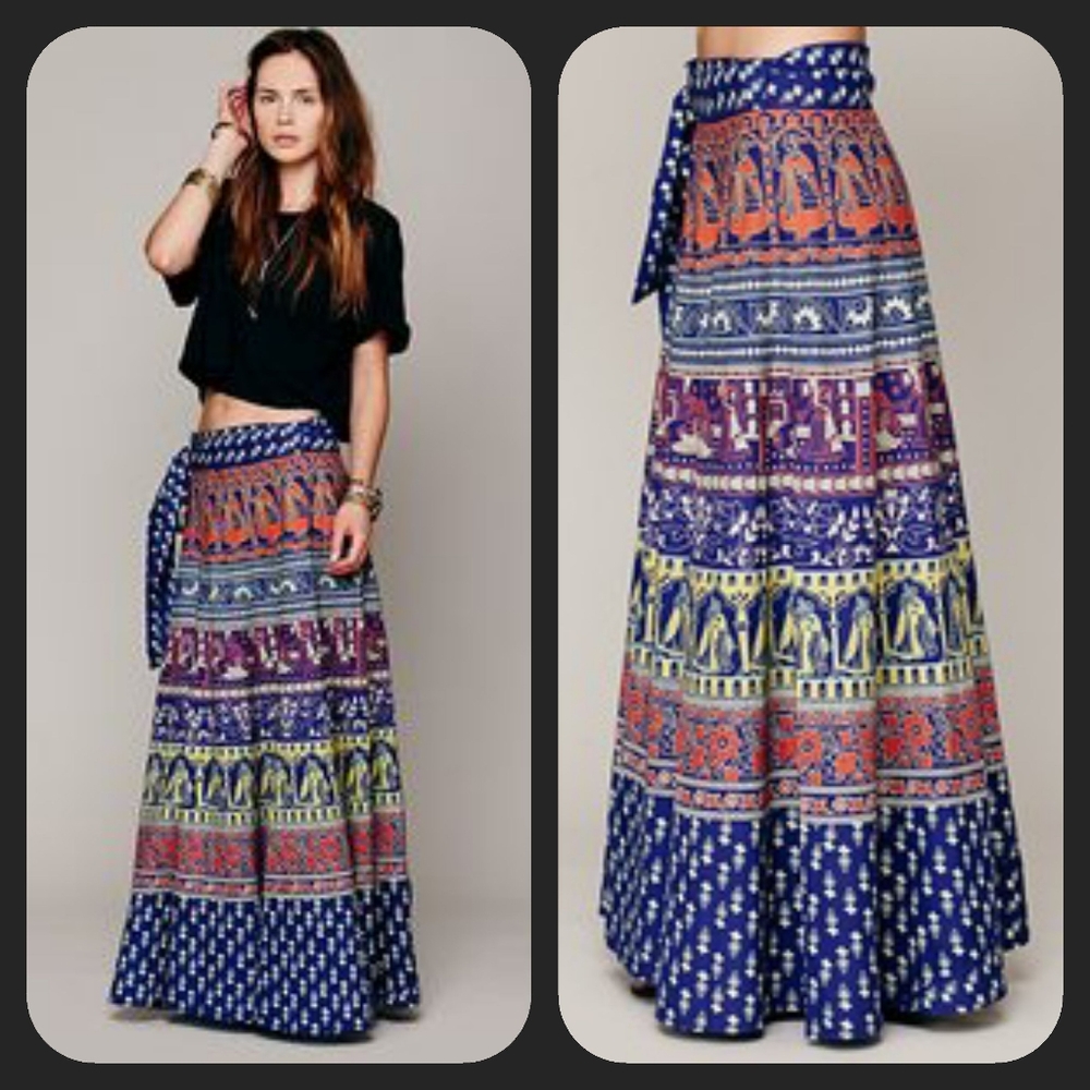Free People Venice Wrap Boho Hippie Maxi skirt Adjustable one SIZE FESTIVAL TIME
